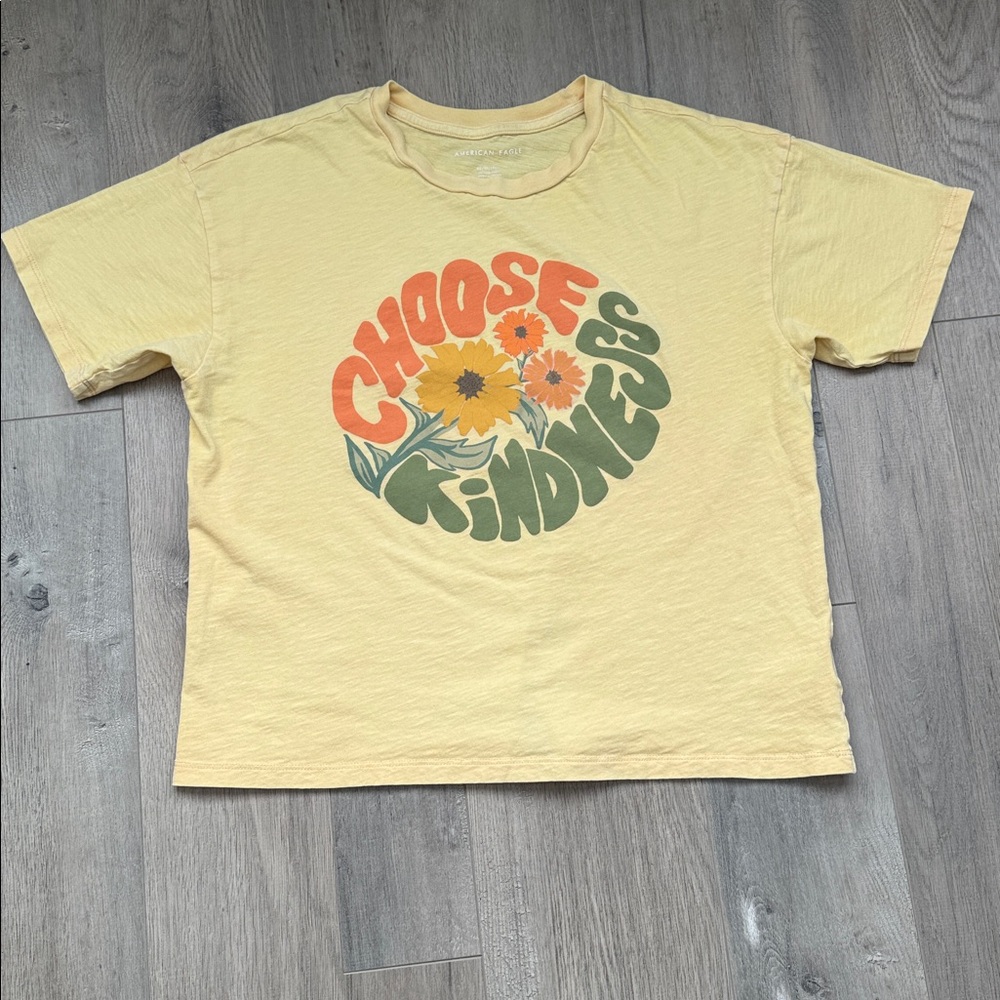 American Eagle Outfitters Light Yellow T-Shirt